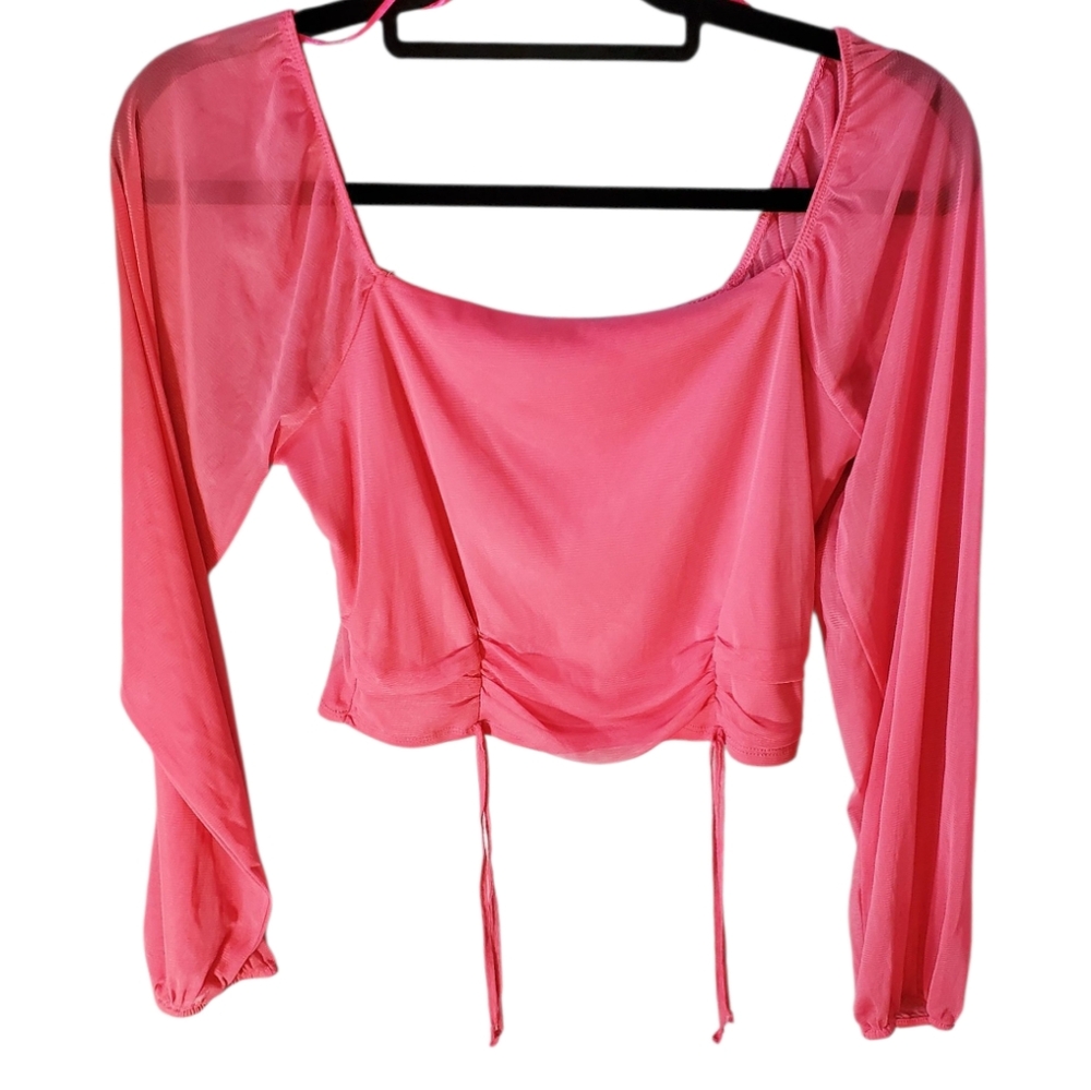 Ambiance Pink Sheer Women's Top Size Large